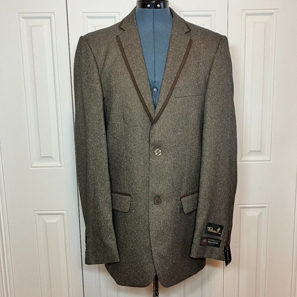 Falcone Brown Tweed 3 Piece Suit 38L NWT